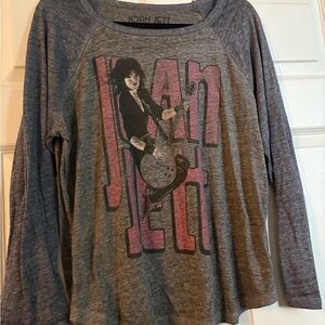 Lucky Brand Gray and Pink Long Sleeve Tee with Graphic Design